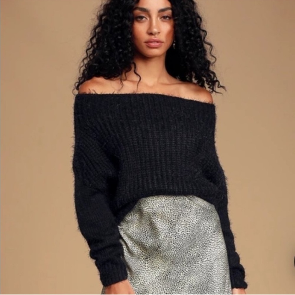 Elegant Black Off-Shoulder Sweater